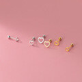 wholesale S925 silver stud earrings, Korean-style minimalist threaded hollow heart earrings for women G9970-0-0