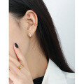 wholesale S925 Sterling Silver Korean Version Ins Minimalist Geometric Trapezoid Inlaid Zircon Textured Ear Clips for Women-0-3