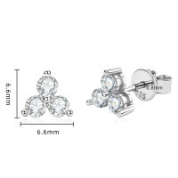 S925 Silver D Color Moissanite Four-Leaf Clover Stud Earrings-Clover Earrings - White Gold  925 Silver