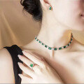 wholesale S925 Silver European and American Classic Green Women's Synthetic Emerald Necklace Pendant by Zhuozhifan Jewelry-0-1