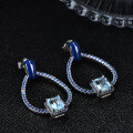 wholesale S925 silver French romantic vintage-style designer earrings inlaid with natural topaz gemstone stud earrings-0-1