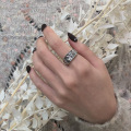 wholesale S925 Sterling Silver Geometric Retro Distressed Ring with Concave-Convex Meteorite Texture, European and American Fashion Trend Accessory-0-3