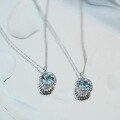 wholesale 925 Sterling Silver Aquamarine Candy Diamond Necklace for Women, Square Diamond-Encrusted Pendant Neck Jewelry Light Luxury Collarbone Chain-0-4