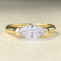 wholesale S925 silver new minimalist marquise-cut grain zircon ring for women, best-selling versatile style in Europe and America-R823 Gold>9