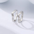 wholesale S925 Sterling Silver Inseparable Couple Rings, Niche Design Matching Bands, Sterling Silver Pair Commemorative Couple Rings-0-1