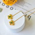 wholesale Silver-gilt, certificate, cheongsam, jade earrings, green jade ear drops, vintage Chinese style, Hetian jade, butterfly ear thread-0-1