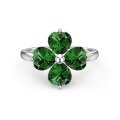 wholesale S925 Sterling Silver Women's Four-Leaf Clover Heart-Shaped Ring with Zirconia Inlay-0-4
