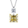 wholesale 925 Silver Zhu Zhifan Jewelry New 10*10 Yellow Diamond High-Carbon Diamond Simple Pendant Women's Fashion Versatile Necklace-0-4