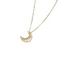wholesale S925 Silver Plated 14K Gold French Ins-Style Moon Necklace/Earring Zircon Set Versatile-0-4