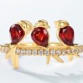 wholesale 925 Sterling Silver with Red Garnet Trendy Creative Three Birds Ring for Wholesale from Manufacturers-0-3