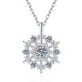 S925 Sterling Silver Moissanite Rotating Snowflake Pendant Necklace-0-3