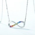 wholesale S925 Sterling Silver Summer New Fashion Minimalist Infinity Symbol Eight-Character Pendant Choker Necklace Rainbow Cross-Border Hot Item-0-3