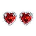 wholesale 925 Sterling Silver European and American Gemstone Heart Earrings for Women, Colorful Zircon Heart-shaped Stud Earrings, High-Quality Wholesale-0-5