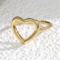 wholesale Metal material, cross-border hot seller hollow heart ring for women, distressed vintage Valentine's Day ring, simple and versatile, factory direct sourcing-0-0