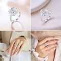 wholesale S925 Sterling Silver 15ct Princess-Cut Diamond Wedding Ring with Ice Flower Cut, Luxurious and High-End 6*8 Colored Gemstone High-Carbon Diamond Women's Ring-0-3