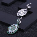 wholesale S925 Silver Designer European-style Gemstone Earrings, Retro Luxury Set with Natural Topaz, Russian-0-3