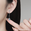 925 Sterling Silver Moissanite Classic Bullhead Tassel Ear Studs, 1ct Wholesale-0-2