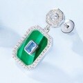 wholesale S925 Sterling Silver European and American New Geometric Unique Malachite Earrings for Women, Ins Niche Earrings, Drop Shipping-0-3