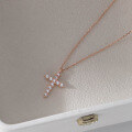 wholesale S925 Sterling Silver Fresh and Sweet Ins Style Niche Design Full Diamond Cross Necklace Y01646-0-3