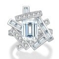 wholesale 925 Silver 4ct Emerald Cut High Carbon Diamond Geometric Rhombus Ring, Mu Jing Jewelry NewIns-0-5