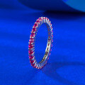 wholesale S925 Silver Mujing Spring and Summer New Red, Blue, and Green Thin Ring, Fashionable and Personalized Thin Row Diamond Ring, Ins Style-0-9