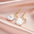 wholesale 14K Gold European Ins Style Baroque Earrings with Natural Freshwater Pearls-0-3
