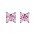 wholesale 925 Silver High Carbon Diamond Earrings Bright Pink Diamond Simple Ins Princess Cut 6*6mm Ice Flower Cut Earrings for Women-0-4