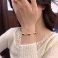 wholesale S925 silver jewelry-style New Year's ruby ribbon tourmaline elastic bracelet, palace-style good luck design-0-3