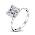 S925 Sterling Silver Princess Cut Single-Head Wedding Ring, Fashion Light Luxury Band, Final Sale with Free Shipping-0-3
