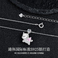 Metal Creative Colorful Diamond Animal Pendant Necklace, Fashionable Small Cute Horse Moissanite-0-0