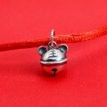 wholesale 925 Sterling Silver Retro Zodiac Year Small Tiger Head Bell Pendant Handwoven Red Cord Bracelet Pendant DIY Accessory-0-0