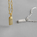 wholesale S925 Sterling Silver XF895 Korean-style Collarbone Chain, Small and Chic, Fashionable, High-end Geometric Cube Gold Bar Design Necklace for Women-0-0