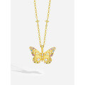 wholesale S925 Sterling Silver Retro Colorful Zircon Butterfly Necklace for Women, Cross-Border Niche Luxury-0-6