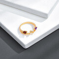 wholesale 925 Sterling Silver Gold Plated Japanese Light Luxury Vintage Style Spring New Natural Colored Gemstone Ring for Women Wholesale-0-0