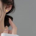 wholesale S925 sterling silver small fresh yellow flower threaded stud earrings sweet student women's earrings M04074-0-1