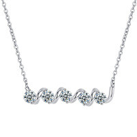 Sterling Silver Moissanite Spiral Pendant Necklace, Light Luxury Minimalist Cross-border Wholesale.-Spiral necklace (white gold)  1.5 carat moissanite (5 pieces, 4mm each)