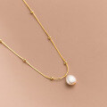 wholesale S925 Sterling Silver Baroque Pearl Necklace Minimalist Niche High-End Spacer Bead Snake Chain Collarbone Chain Y00145-0-3