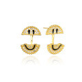 wholesale S925 Sterling Silver Smile Earrings for Women, Korean Style Elegant and Minimalist, Unique Design Yellow Round Emoticon Smiley Face Earrings-0-4