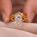 wholesale 925 Sterling Silver Marquise Double Halo Ring for Women, Fashion High-End Wedding Ring, Hot Selling on Ebay-0-2