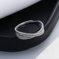 wholesale S925 Sterling Silver Vintage Crossover Ring, Light Luxury Minimalist Style, Versatile Classic Gift, Index Finger Ring for Women-0-1