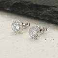 wholesale S925 Sterling Silver Inlaid with Zircon Shining Round Stud Earrings Geometric Shape Gentle and Elegant Niche High-End Sense Ear Jewelry-0-3