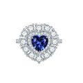 wholesale S925 silver plated with 18k gold, lab-grown royal blue sapphire heart-shaped 7*7mm high-end jewelry closed ring-0-4