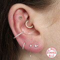 wholesale S925 Sterling Silver INS Trendy Ear Cartilage Piercing Jewelry with Rhinestones-0-2