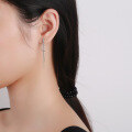 wholesale S925 Sterling Silver Korean-style Geometric Circle Long Chain Tassel Elegant Lady Versatile Earrings-0-2