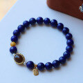 wholesale Gold material natural old mine lapis lazuli single-strand bracelet imperial blue lapis lazuli unisex bracelet with less gold and less white, high cost-effective bracelet-0-0