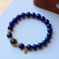 wholesale Gold material natural old mine lapis lazuli single-strand bracelet imperial blue lapis lazuli unisex bracelet with less gold and less white, high cost-effective bracelet-8mm lapis lazuli bracelet