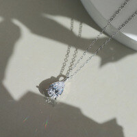 wholesale S925 Sterling Silver Cloud-Pull Jewelry Necklace, Luxury 8A Ultra-Sparkling Zircon Necklace, Teardrop Zircon, Cross-Border Bestseller-Platinum 5*8mm 1 carat weighs approximately 1.63g 925 silver