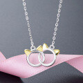 wholesale S925 Sterling Silver Korean-style Fashion Elegant Minimalist Cute Hollow Kitty Cat Necklace Women's Plain Silver Collarbone Chain-0-5