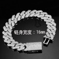 wholesale Full Size Cross-Border Hot Selling Sterling Silver Plated Moissanite Hip Hop 8/10/12/14/16mm Ultra Sparkly Cuban Chain Bracelet-0-14