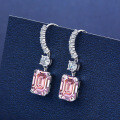 Sterling Silver Ear Hooks with Zircon and Pink Diamond, Clearance Sale with Free Shipping-0-5